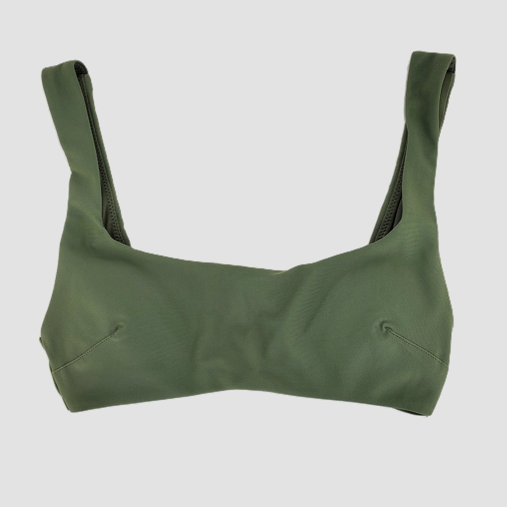 Aerie Womens Size XXS Olive Green Ribbed Scoop Neck Bikini Top Swim Stretch New